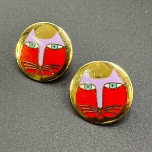 “MOON CAT” LAUREL BURCH Gold Earrings